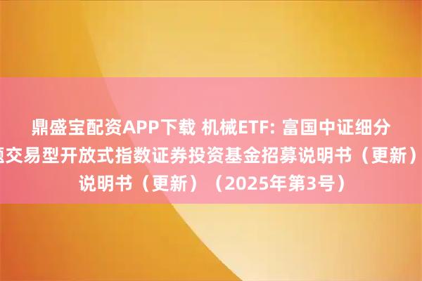 鼎盛宝配资APP下载 机械ETF: 富国中证细分机械设备产业主题交易型开放式指数证券投资基金招募说明书(更新)(2025年第3号)